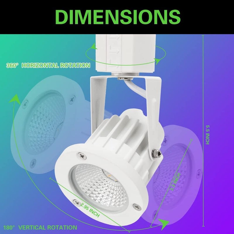 INTWELL 15W RGB LED Track Light Heads,Color Changing Track Lighting Head for Accent,Art,Party,Game Room,RGBW Ceiling Track Spotlight Fixtures Halo Type 8 Pack (White) - Image 5